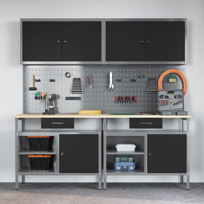vidaXL Work Bench Set 8 pcs Black and Grey Powder-Coated Steel 5