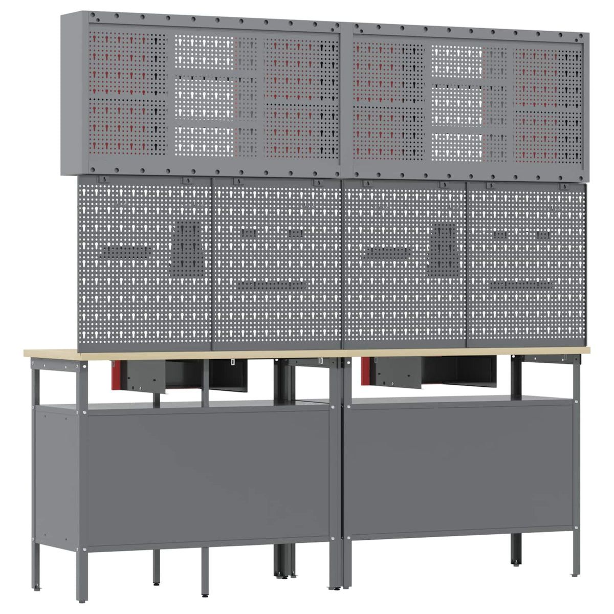 vidaXL Work Bench Set 8 pcs Red and Grey Powder-Coated Steel 6