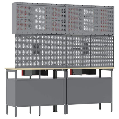 vidaXL Work Bench Set 8 pcs Red and Grey Powder-Coated Steel 6