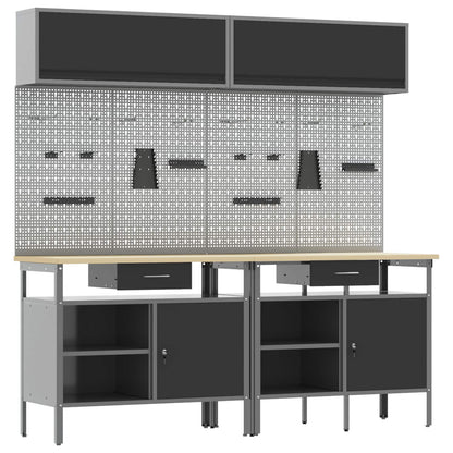 vidaXL Work Bench Set 8 pcs Black and Grey Powder-Coated Steel 1