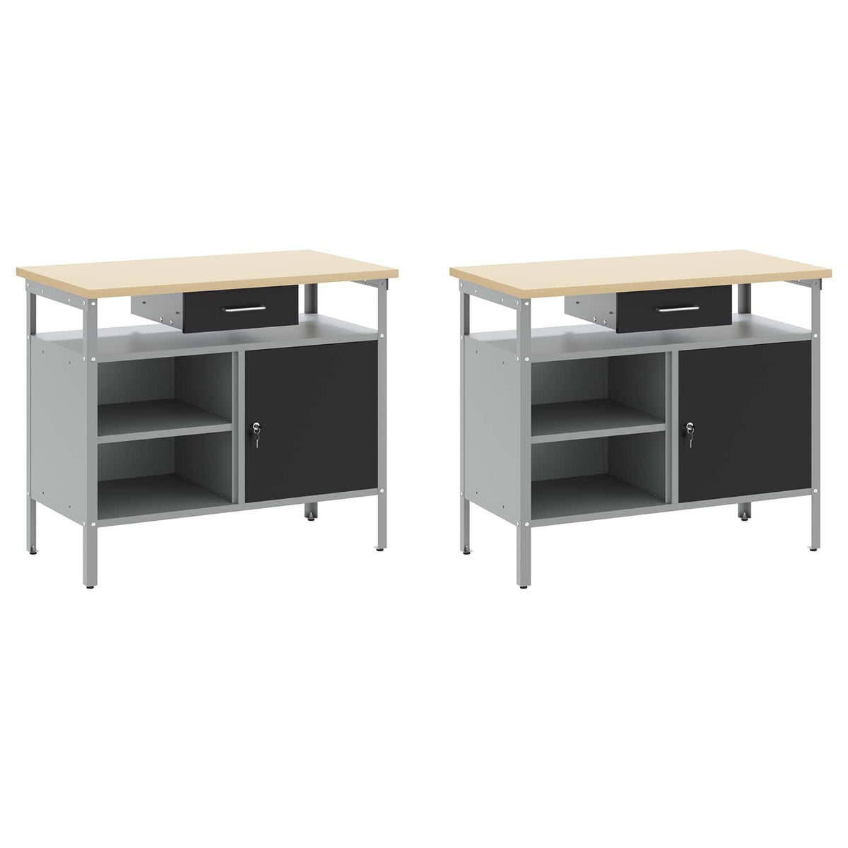 vidaXL Work Bench Set 8 pcs Black and Grey Powder-Coated Steel 3