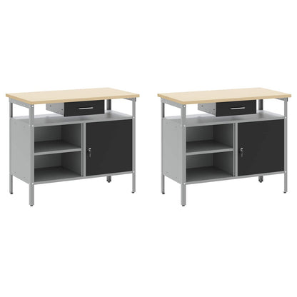 vidaXL Work Bench Set 8 pcs Black and Grey Powder-Coated Steel 3