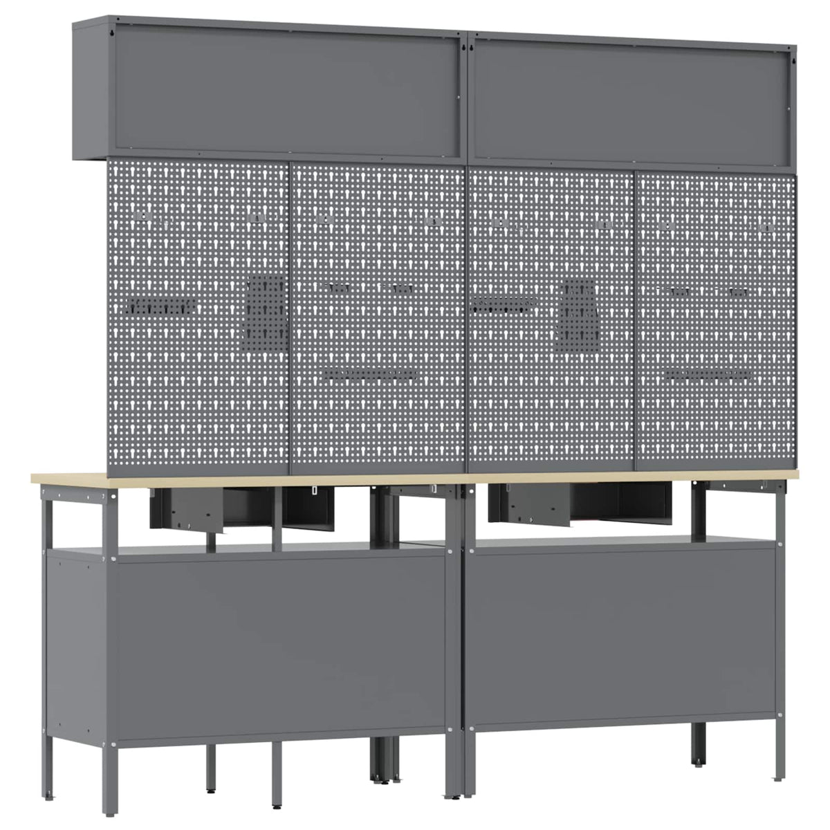 vidaXL Work Bench Set 8 pcs Black and Grey Powder-Coated Steel 6