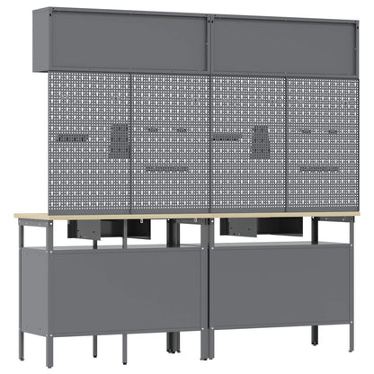 vidaXL Work Bench Set 8 pcs Black and Grey Powder-Coated Steel 6