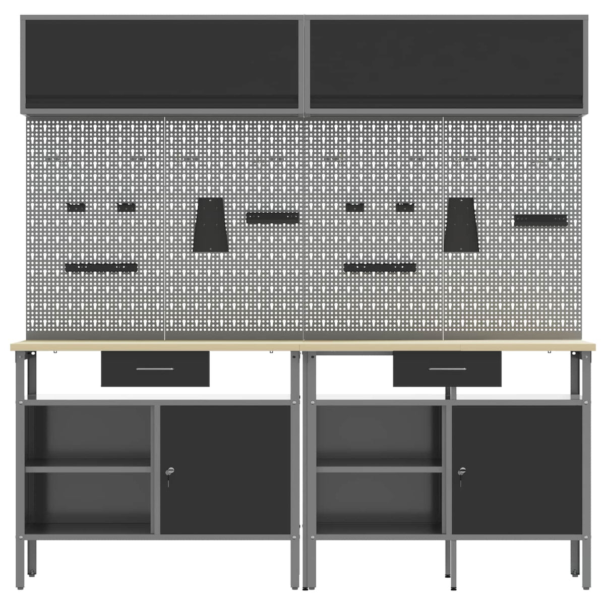 vidaXL Work Bench Set 8 pcs Black and Grey Powder-Coated Steel 4