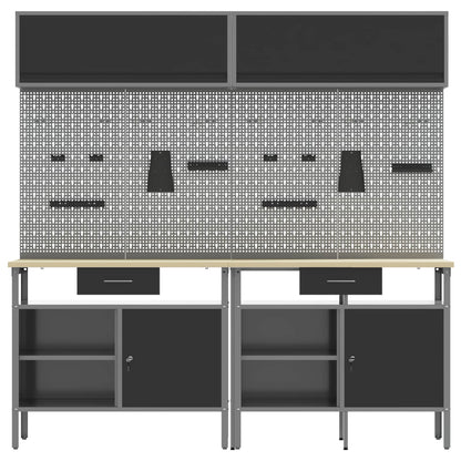 vidaXL Work Bench Set 8 pcs Black and Grey Powder-Coated Steel 4