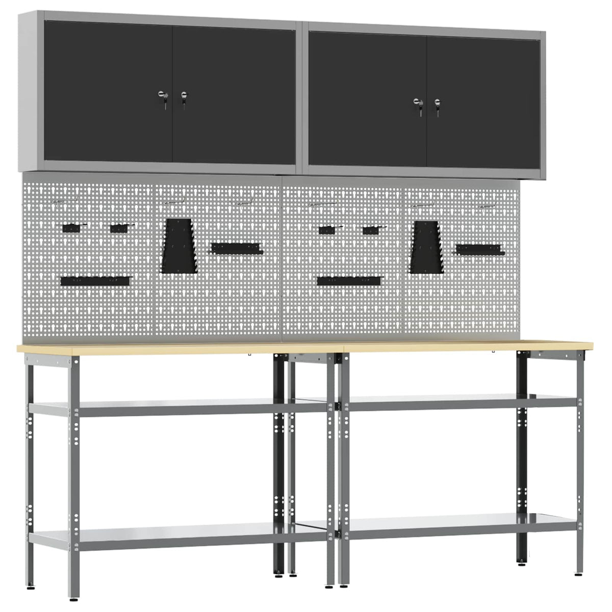 vidaXL Work Bench Set 8 pcs Black and Grey 200 x 55 x 200 cm Steel 3