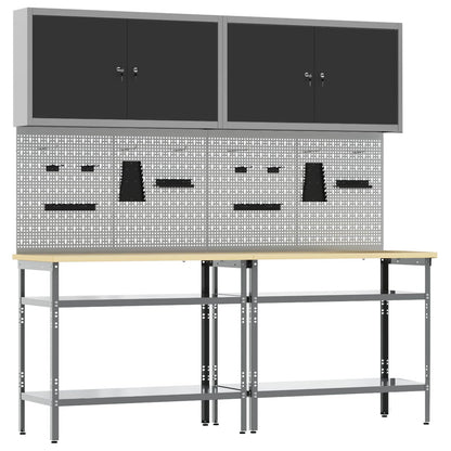 vidaXL Work Bench Set 8 pcs Black and Grey 200 x 55 x 200 cm Steel 3