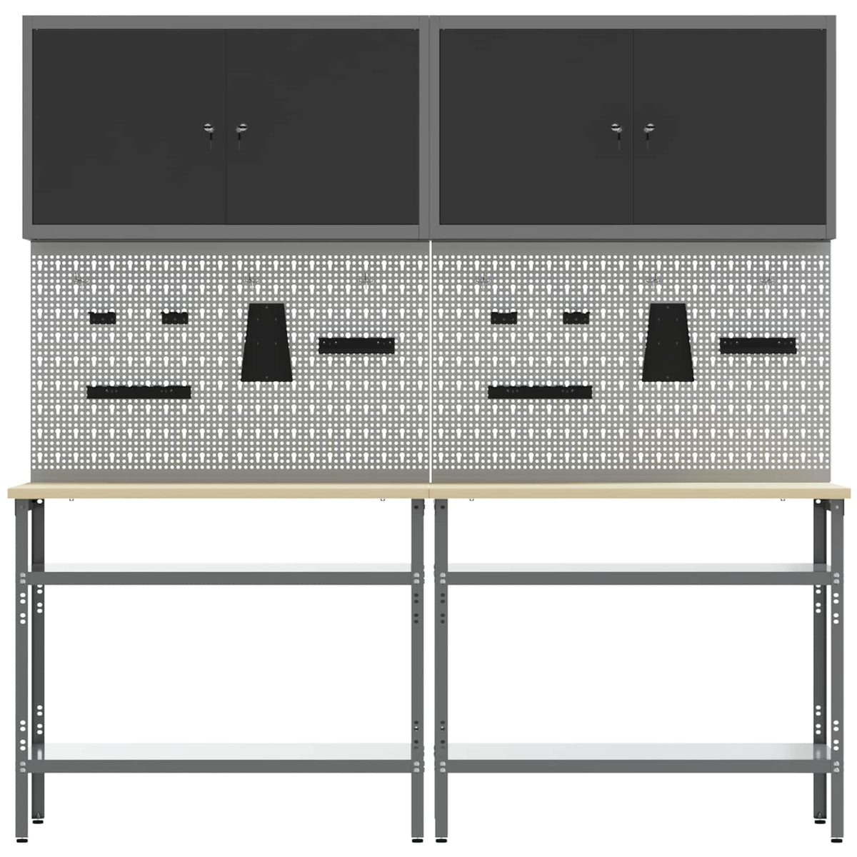 vidaXL Work Bench Set 8 pcs Black and Grey 200 x 55 x 200 cm Steel 5