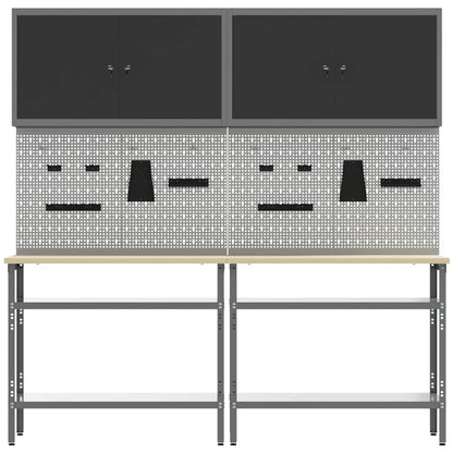 vidaXL Work Bench Set 8 pcs Black and Grey 200 x 55 x 200 cm Steel 5
