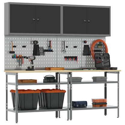 vidaXL Work Bench Set 8 pcs Black and Grey 200 x 55 x 200 cm Steel 2