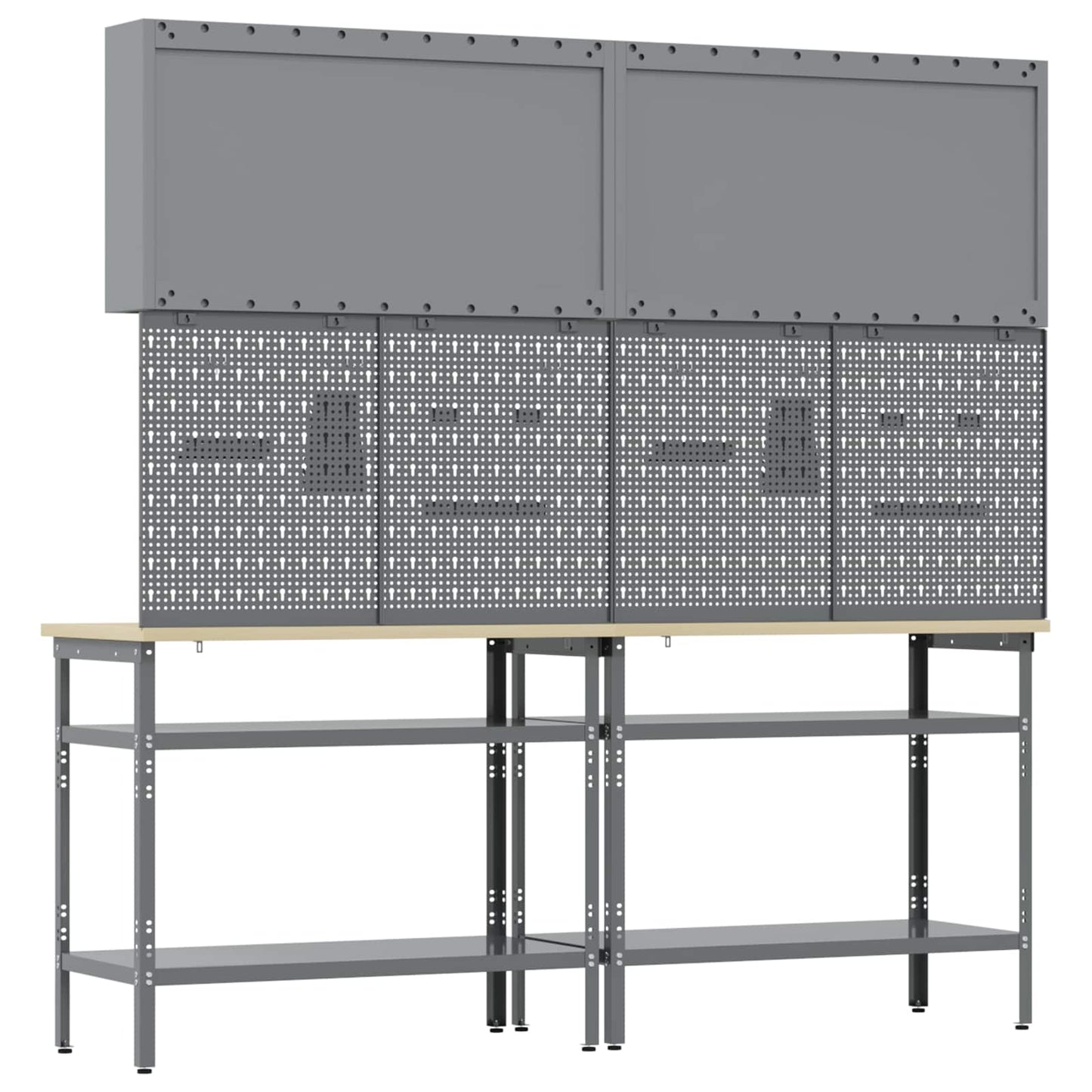vidaXL Work Bench Set 8 pcs Red and Grey Powder-Coated Steel 6