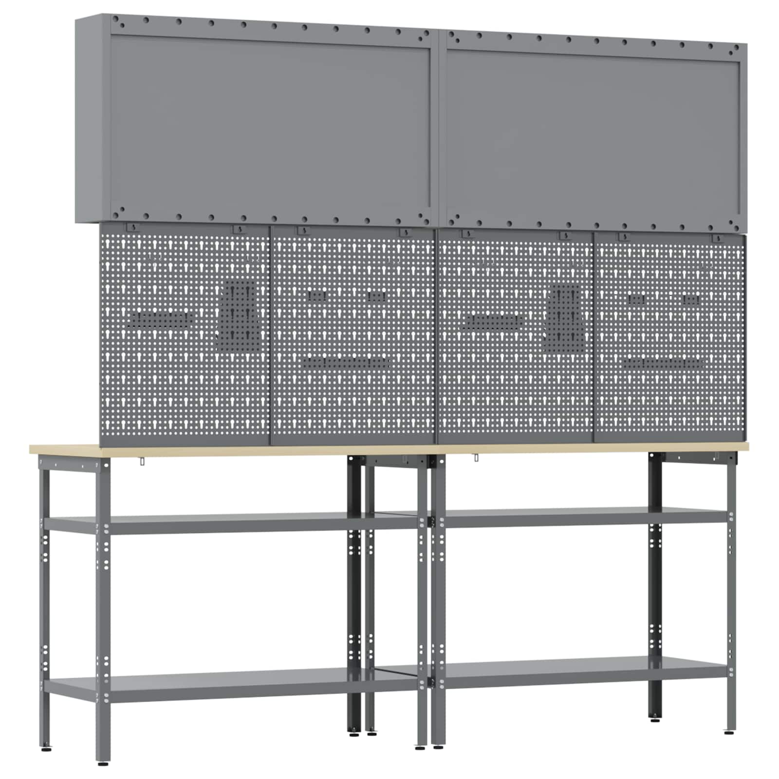 vidaXL Work Bench Set 8 pcs Red and Grey Powder-Coated Steel 6