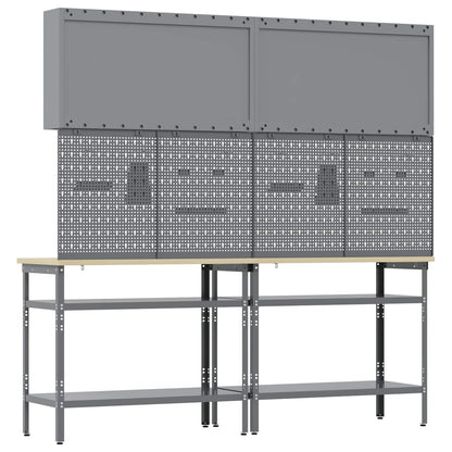 vidaXL Work Bench Set 8 pcs Red and Grey Powder-Coated Steel 6