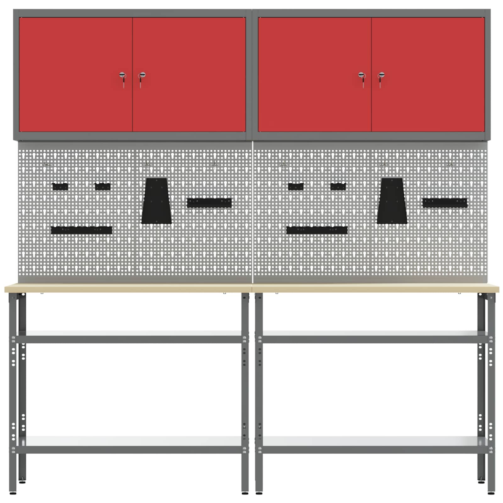 vidaXL Work Bench Set 8 pcs Red and Grey Powder-Coated Steel 4