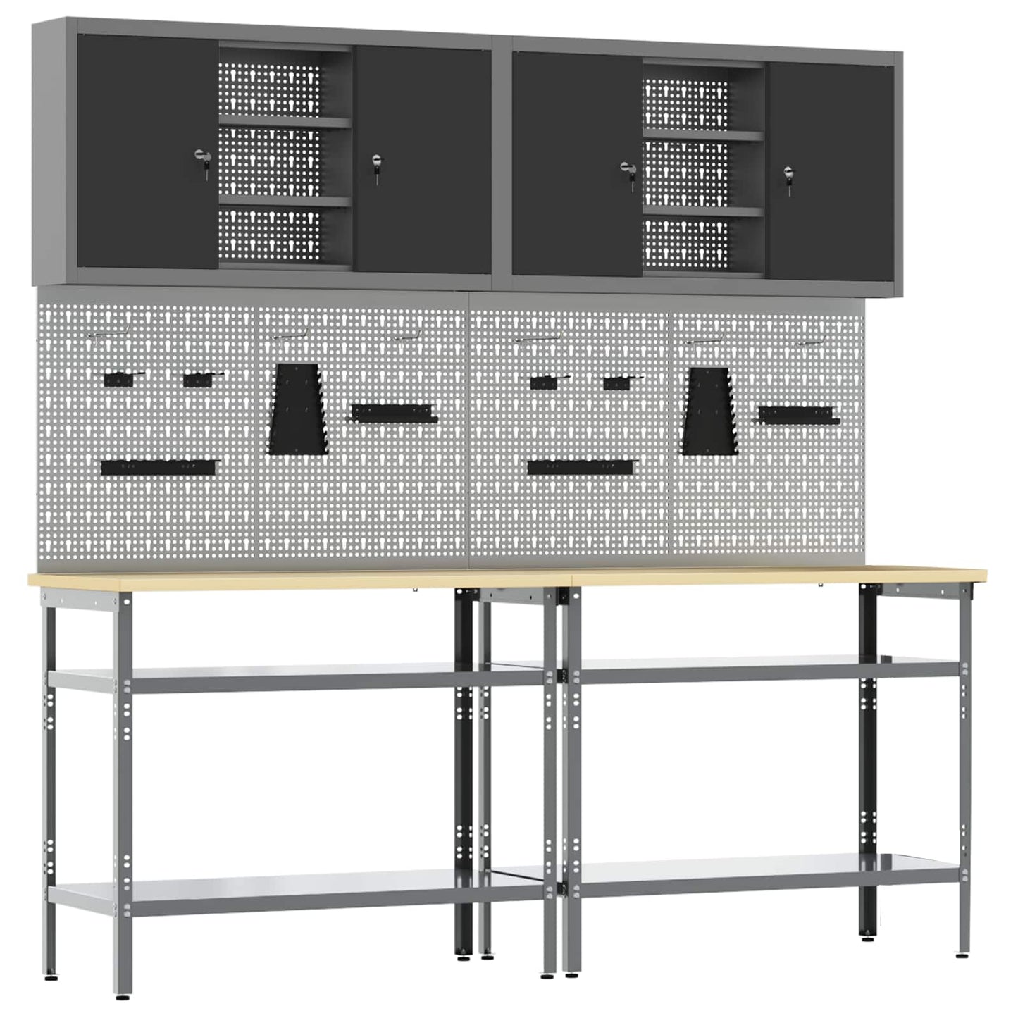 vidaXL Work Bench Set 8 pcs Black and Grey Powder-Coated Steel 3