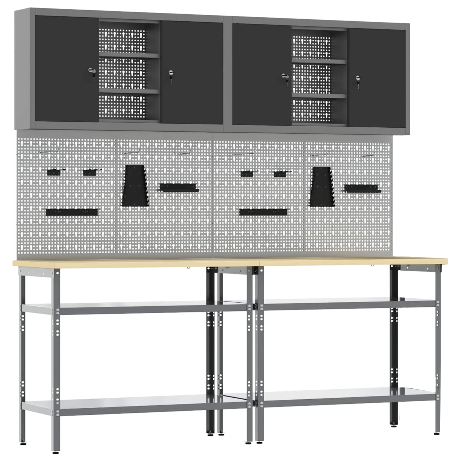 vidaXL Work Bench Set 8 pcs Black and Grey Powder-Coated Steel 3