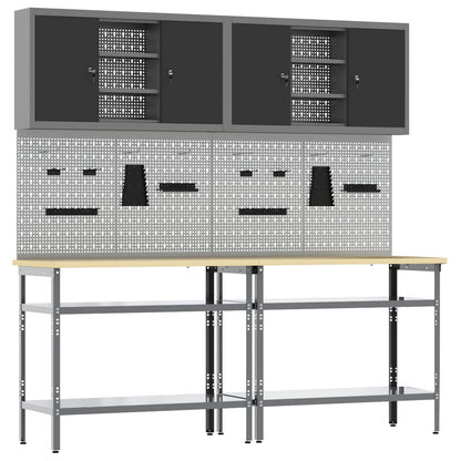 vidaXL Work Bench Set 8 pcs Black and Grey Powder-Coated Steel 3