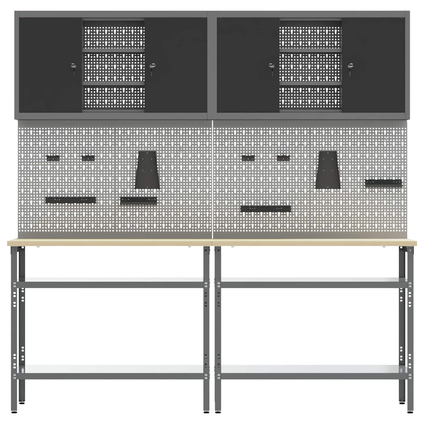 vidaXL Work Bench Set 8 pcs Black and Grey Powder-Coated Steel 4