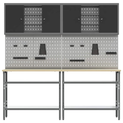 vidaXL Work Bench Set 8 pcs Black and Grey Powder-Coated Steel 4