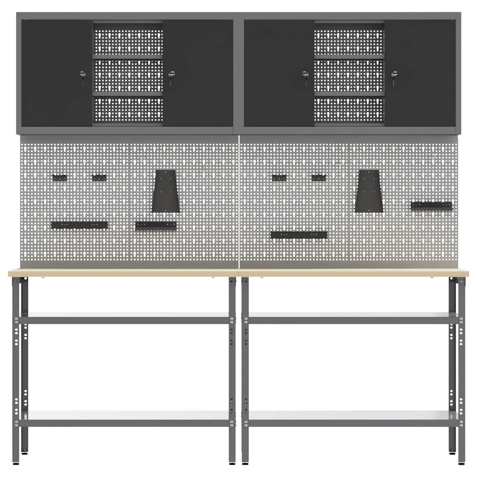 vidaXL Work Bench Set 8 pcs Black and Grey Powder-Coated Steel 5