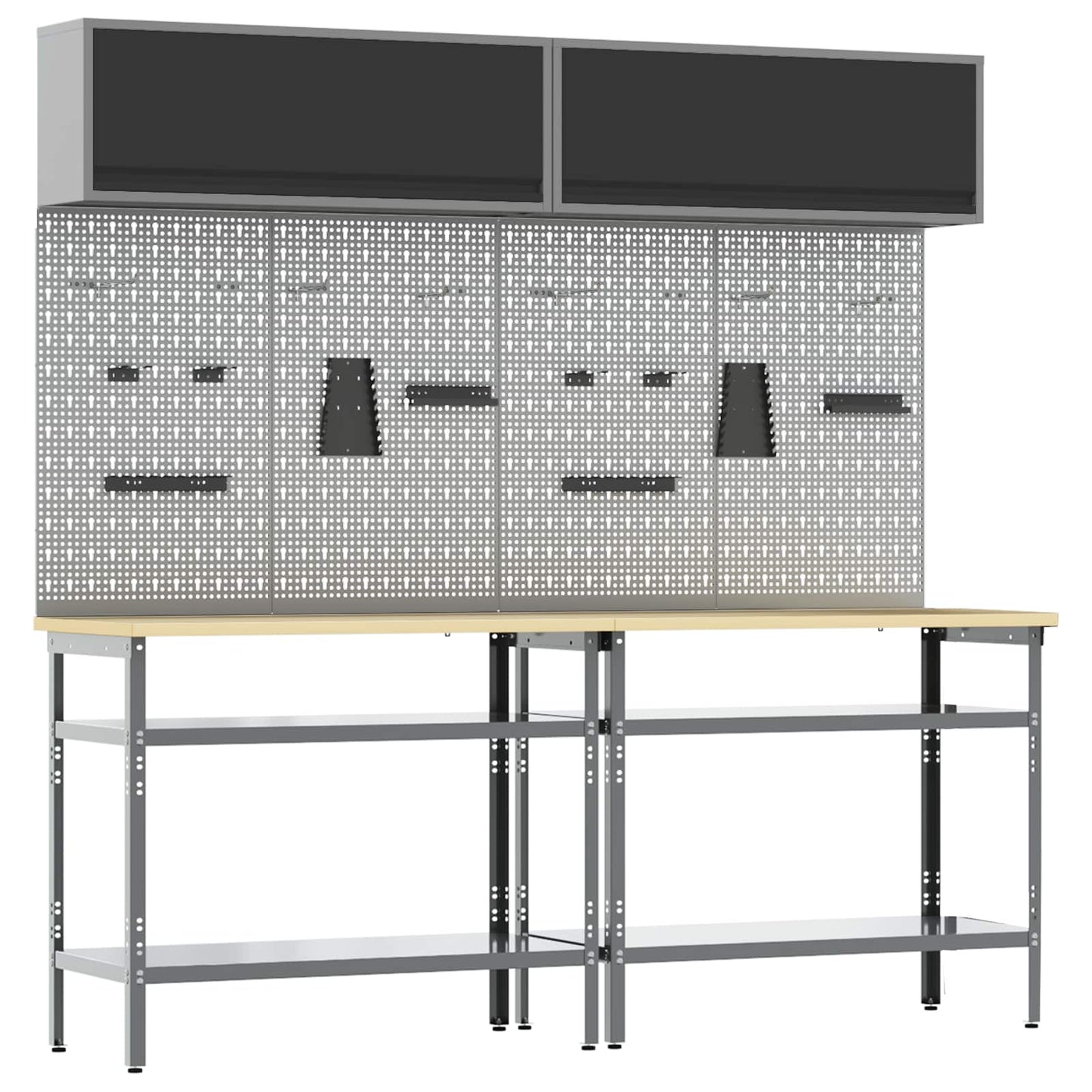 vidaXL Work Bench Set 8 pcs Black and Grey Powder-Coated Steel 1
