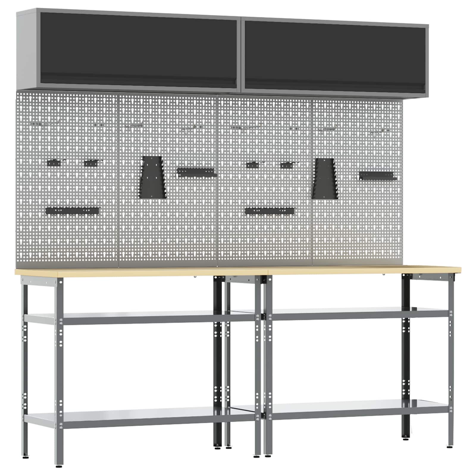 vidaXL Work Bench Set 8 pcs Black and Grey Powder-Coated Steel 1