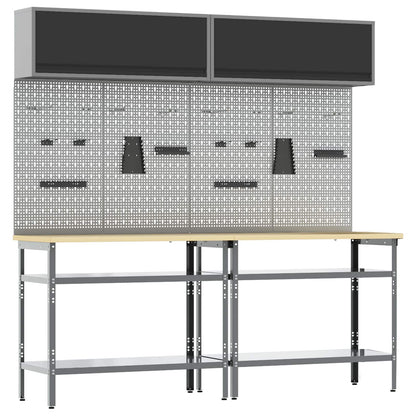 vidaXL Work Bench Set 8 pcs Black and Grey Powder-Coated Steel 1