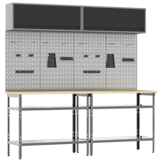 vidaXL Work Bench Set 8 pcs Black and Grey Powder-Coated Steel 1