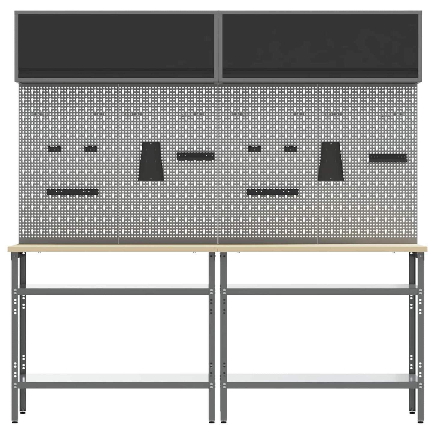 vidaXL Work Bench Set 8 pcs Black and Grey Powder-Coated Steel 3