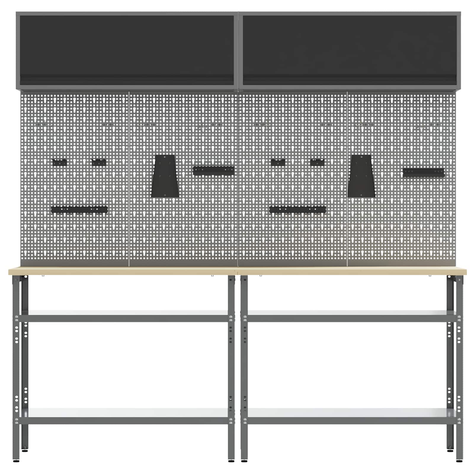 vidaXL Work Bench Set 8 pcs Black and Grey Powder-Coated Steel 3