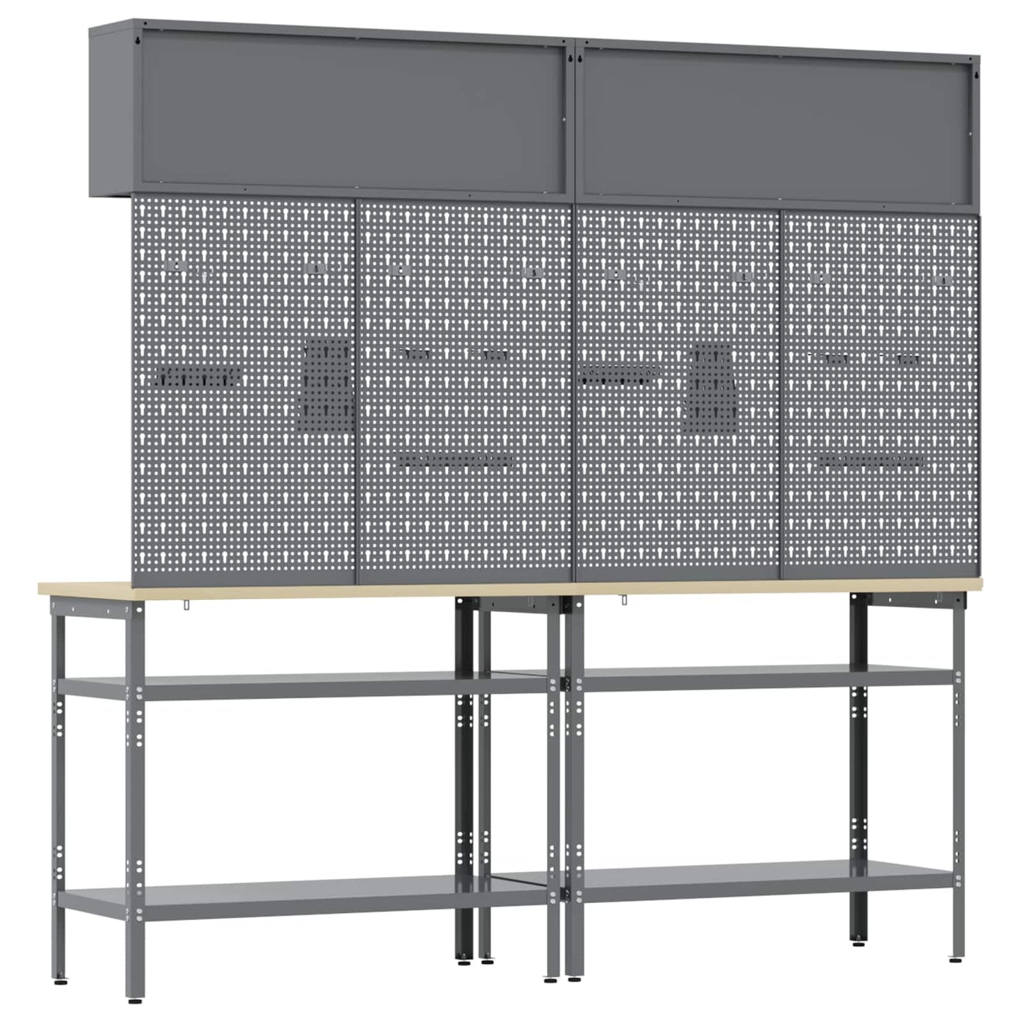 vidaXL Work Bench Set 8 pcs Red and Grey Powder-Coated Steel 5
