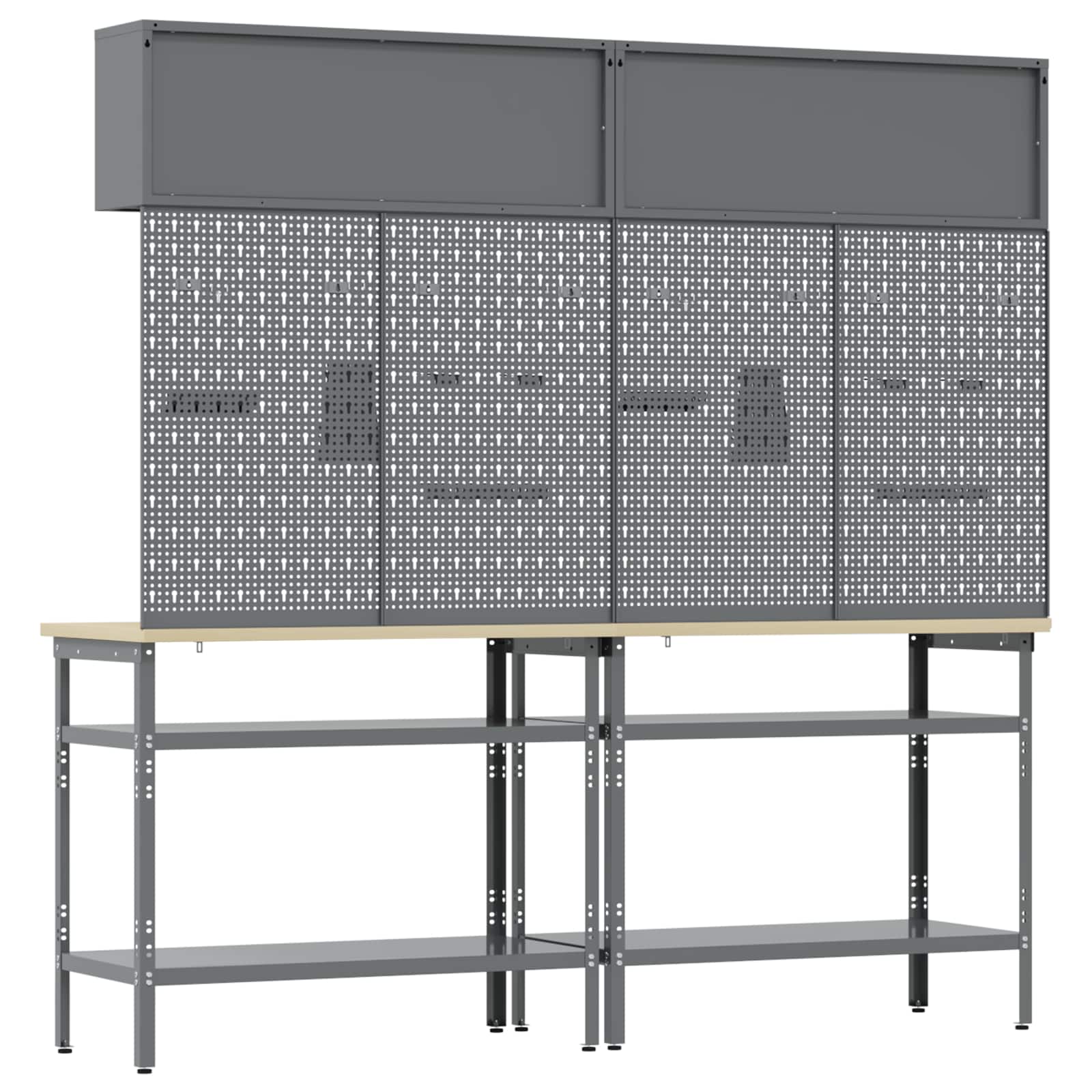 vidaXL Work Bench Set 8 pcs Red and Grey Powder-Coated Steel 5