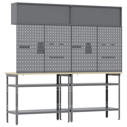 vidaXL Work Bench Set 8 pcs Red and Grey Powder-Coated Steel 5
