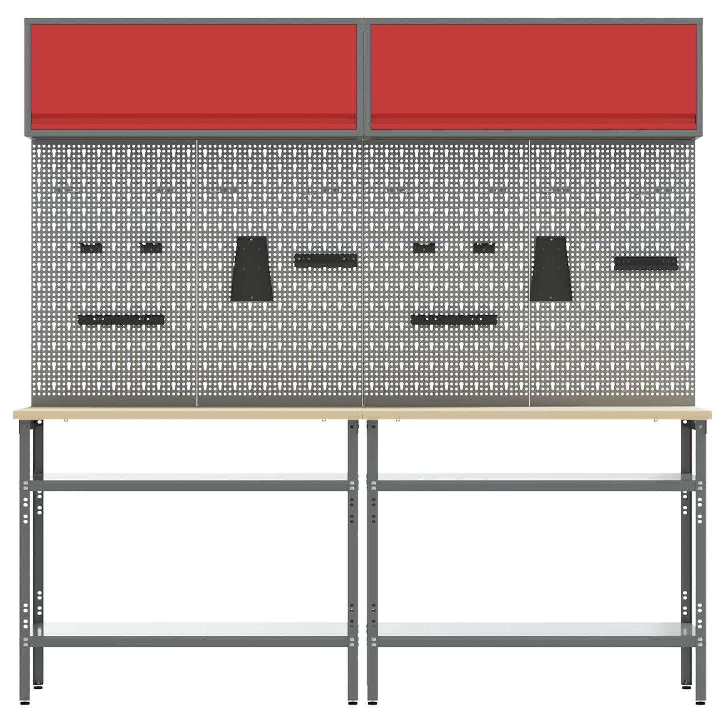 vidaXL Work Bench Set 8 pcs Red and Grey Powder-Coated Steel 3
