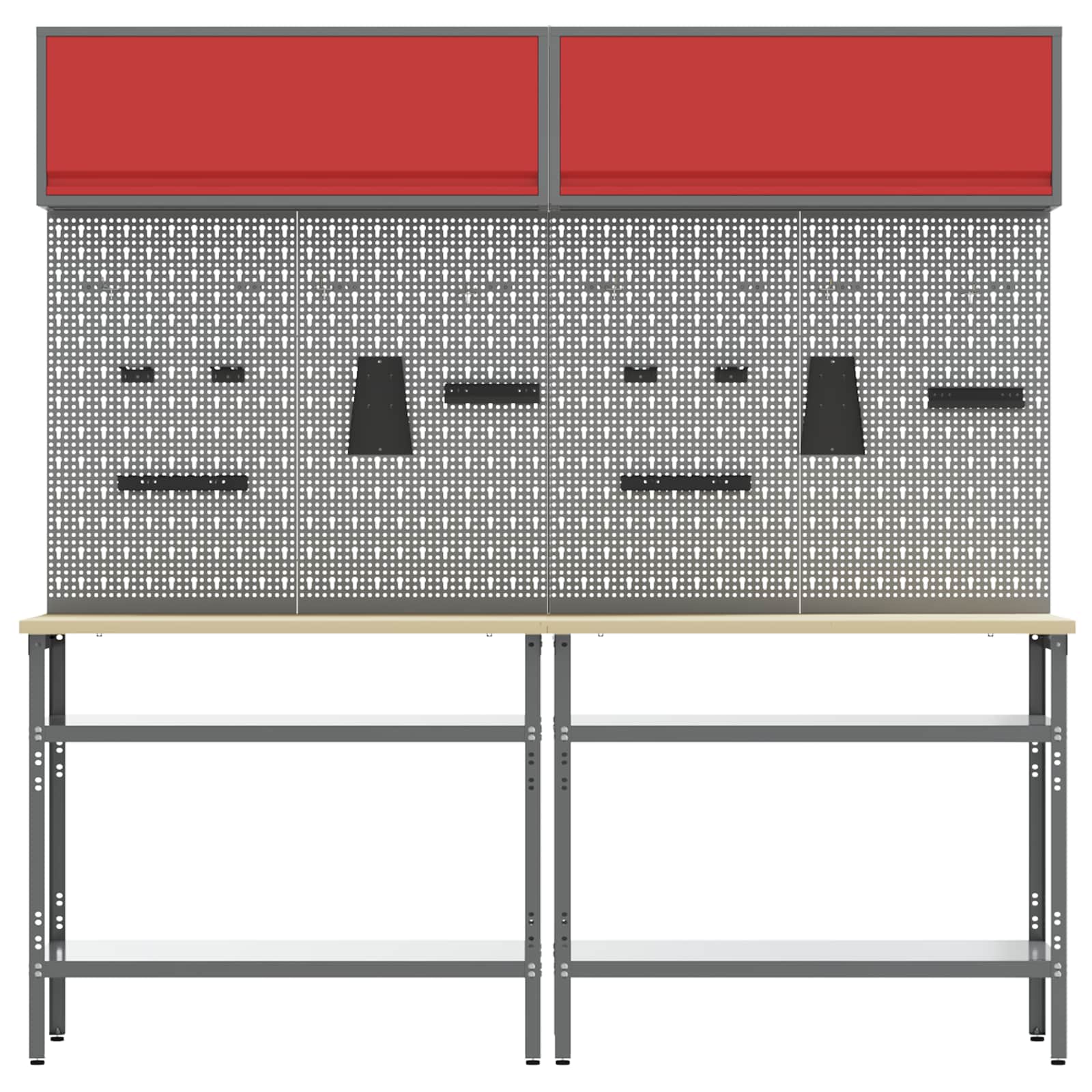 vidaXL Work Bench Set 8 pcs Red and Grey Powder-Coated Steel 3