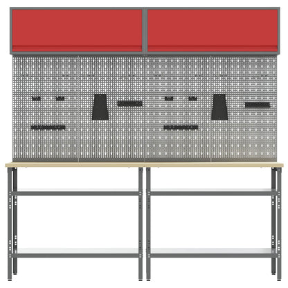 vidaXL Work Bench Set 8 pcs Red and Grey Powder-Coated Steel 3