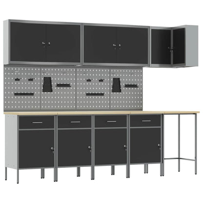 vidaXL Work Cabinet Set with Drawer with Shelf 12 pcs Black and Grey 2