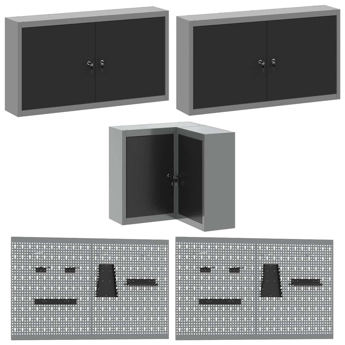 vidaXL Work Cabinet Set with Drawer with Shelf 12 pcs Black and Grey 6