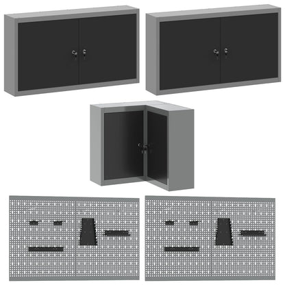 vidaXL Work Cabinet Set with Drawer with Shelf 12 pcs Black and Grey 6