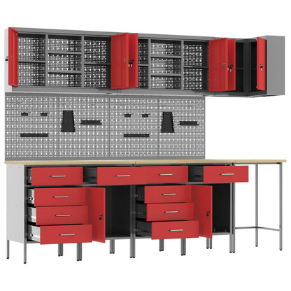 vidaXL Work Cabinet Set with Drawer with Shelf 12 pcs Black and Grey 5