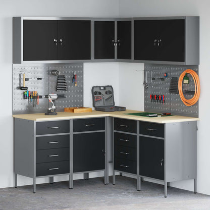 vidaXL Work Cabinet Set with Drawer with Shelf 12 pcs Black and Grey 4