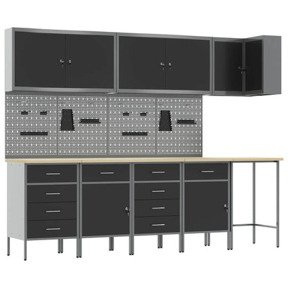 vidaXL Work Cabinet Set with Drawer with Shelf 12 pcs Black and Grey 2