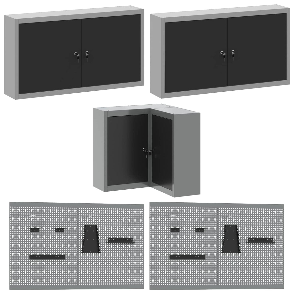 vidaXL Work Cabinet Set with Drawer with Shelf 12 pcs Black and Grey 6