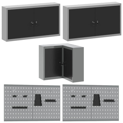 vidaXL Work Cabinet Set with Drawer with Shelf 12 pcs Black and Grey 6