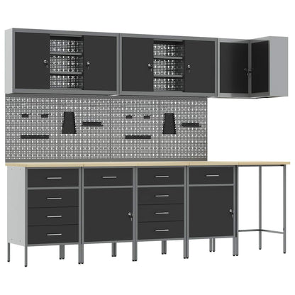 vidaXL Work Cabinet Set with Drawer with Shelf 12 pcs Black and Grey 2