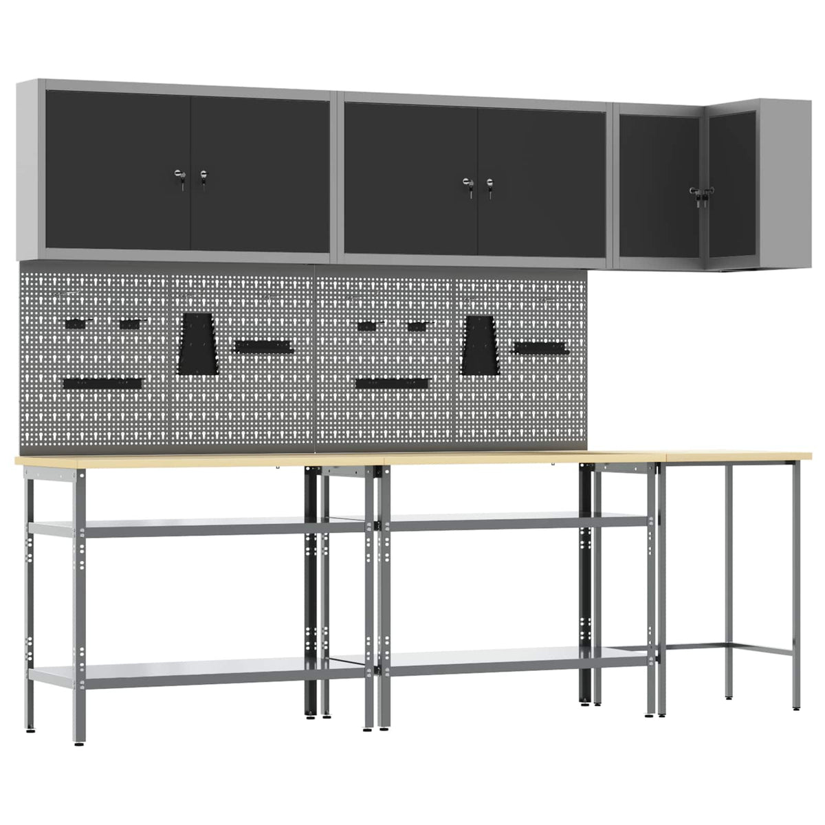 vidaXL Work Cabinet Set with Shelf with Storage 10 pcs Black and Grey 1