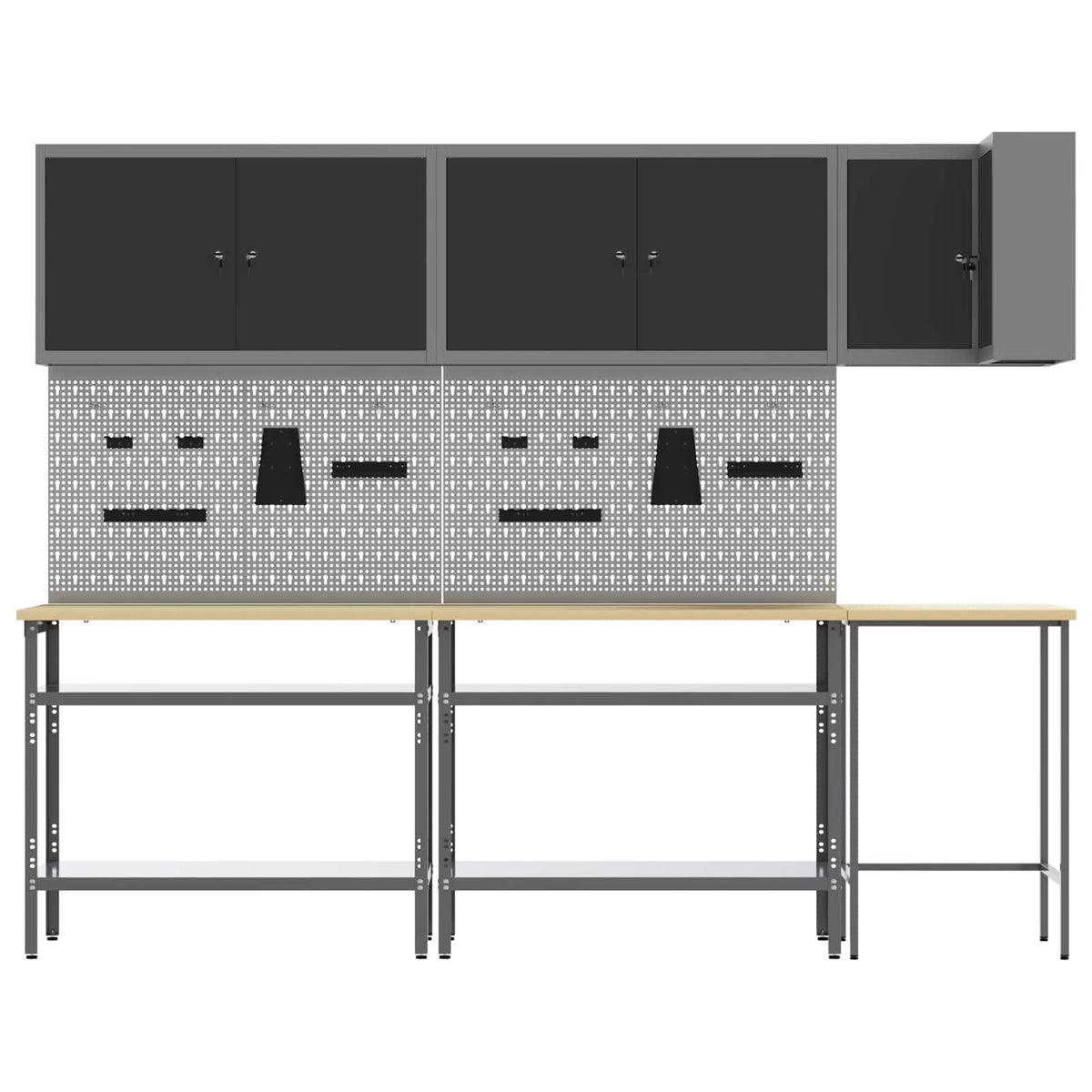 vidaXL Work Cabinet Set with Shelf with Storage 10 pcs Black and Grey 5