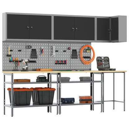 vidaXL Work Cabinet Set with Shelf with Storage 10 pcs Black and Grey 2