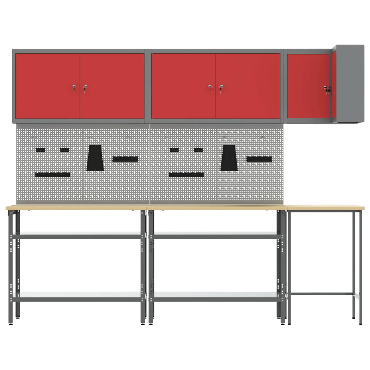 vidaXL Work Cabinet Set with Shelf with Storage 10 pcs Red and Grey 3